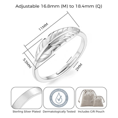 Silver Plated Feather Ring