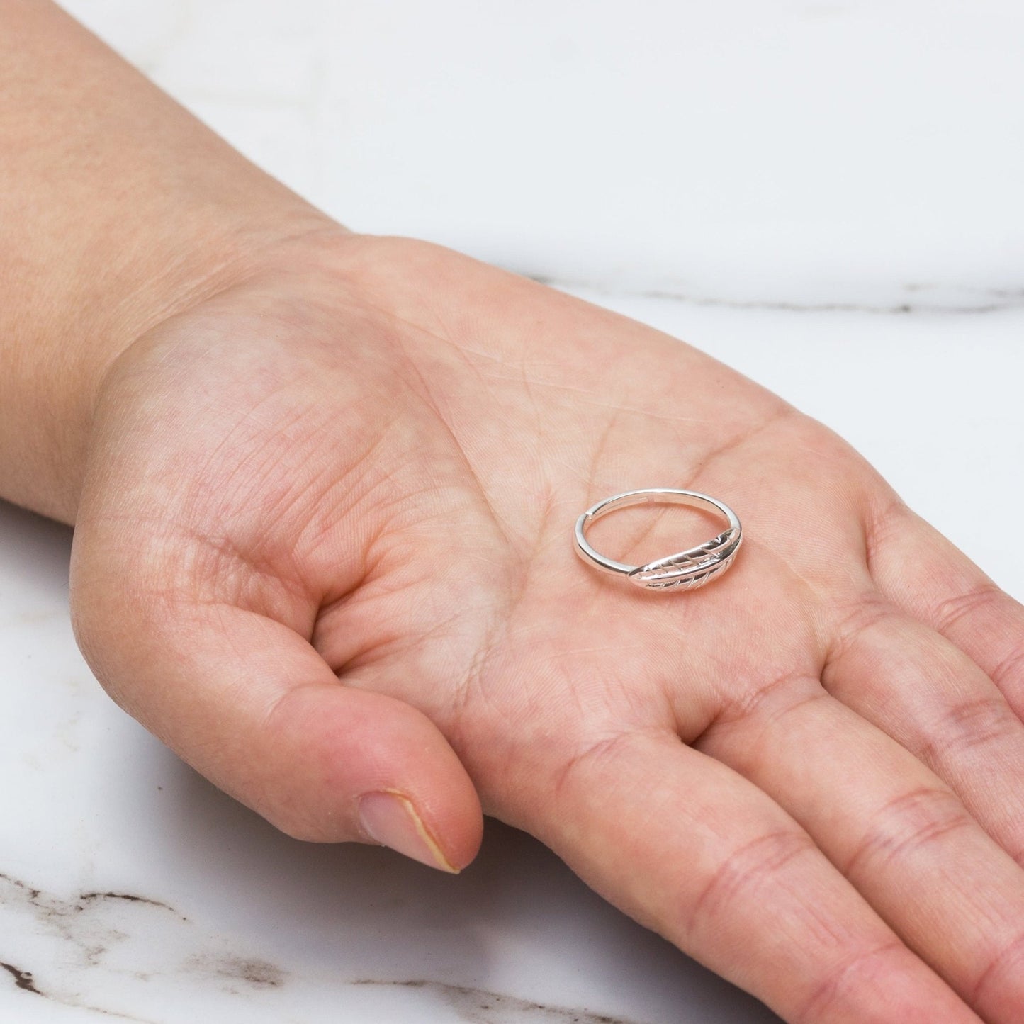 Silver Plated Feather Ring