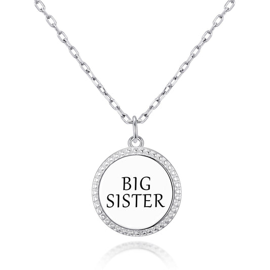 Silver Plated Filigree Disc Big Sister Necklace