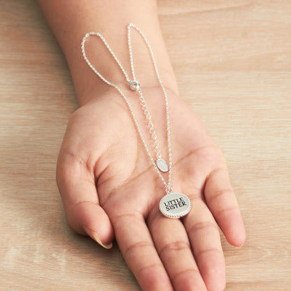 Silver Plated Filigree Disc Little Sister Necklace