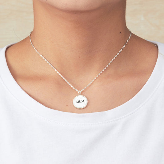Silver Plated Filigree Disc Mum Necklace