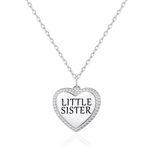 Silver Plated Filigree Heart Little Sister Necklace