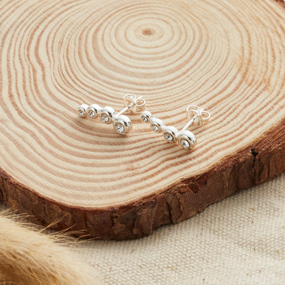 Silver Plated Four Stone Climber Earrings Created With Zircondia® Crystals