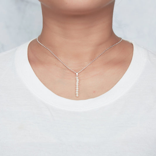 Silver Plated Freshwater Pearl Drop Necklace