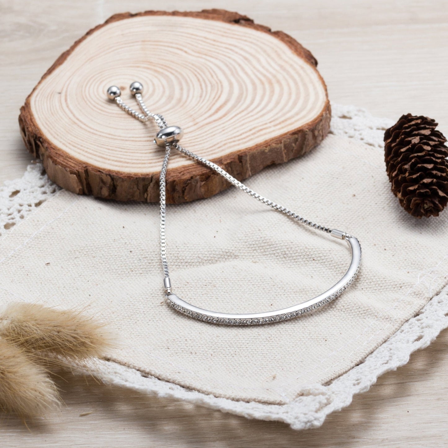 Silver Plated Friendship Bracelet Created with Zircondia® Crystals