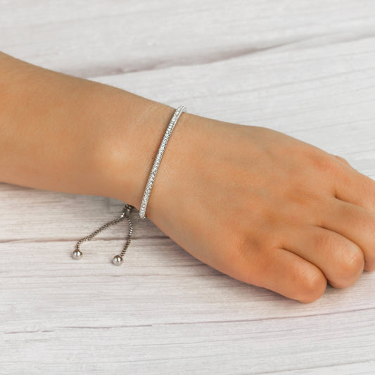 Silver Plated Friendship Bracelet Created with Zircondia® Crystals
