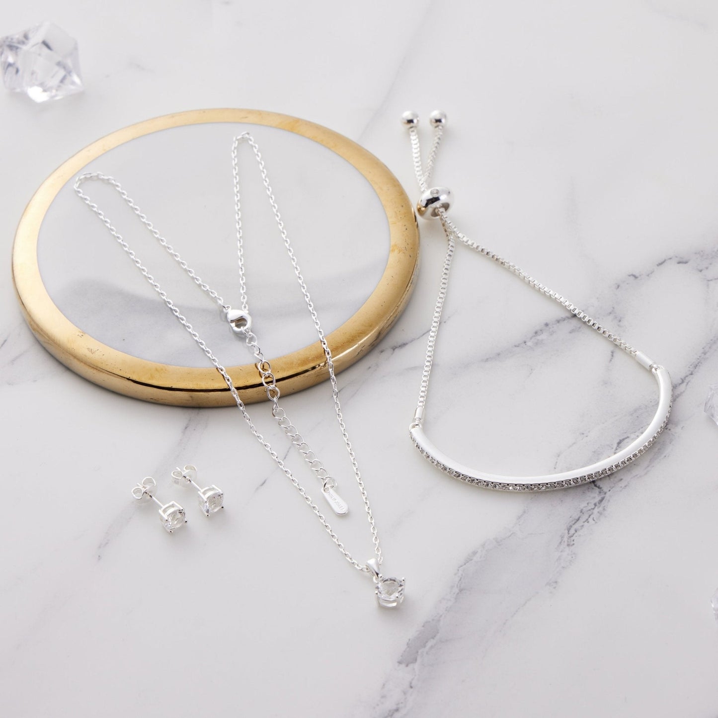 Silver Plated Friendship Set Created with Zircondia® Crystals