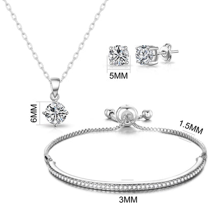 Silver Plated Friendship Set Created with Zircondia® Crystals