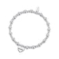 Silver Plated Grandma Heart Charm Beaded Stretch Bracelet