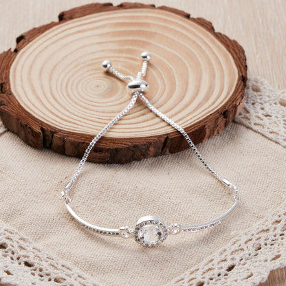 Silver Plated Halo Friendship Bracelet Created with Zircondia® Crystals