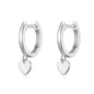 Silver Plated Heart Charm Hoop Earrings