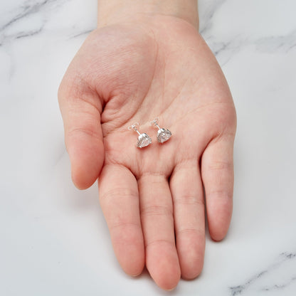 Silver Plated Heart Halo Earrings Created with Zircondia® Crystals