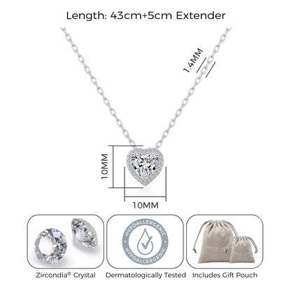 Silver Plated Heart Halo Necklace Created with Zircondia® Crystals