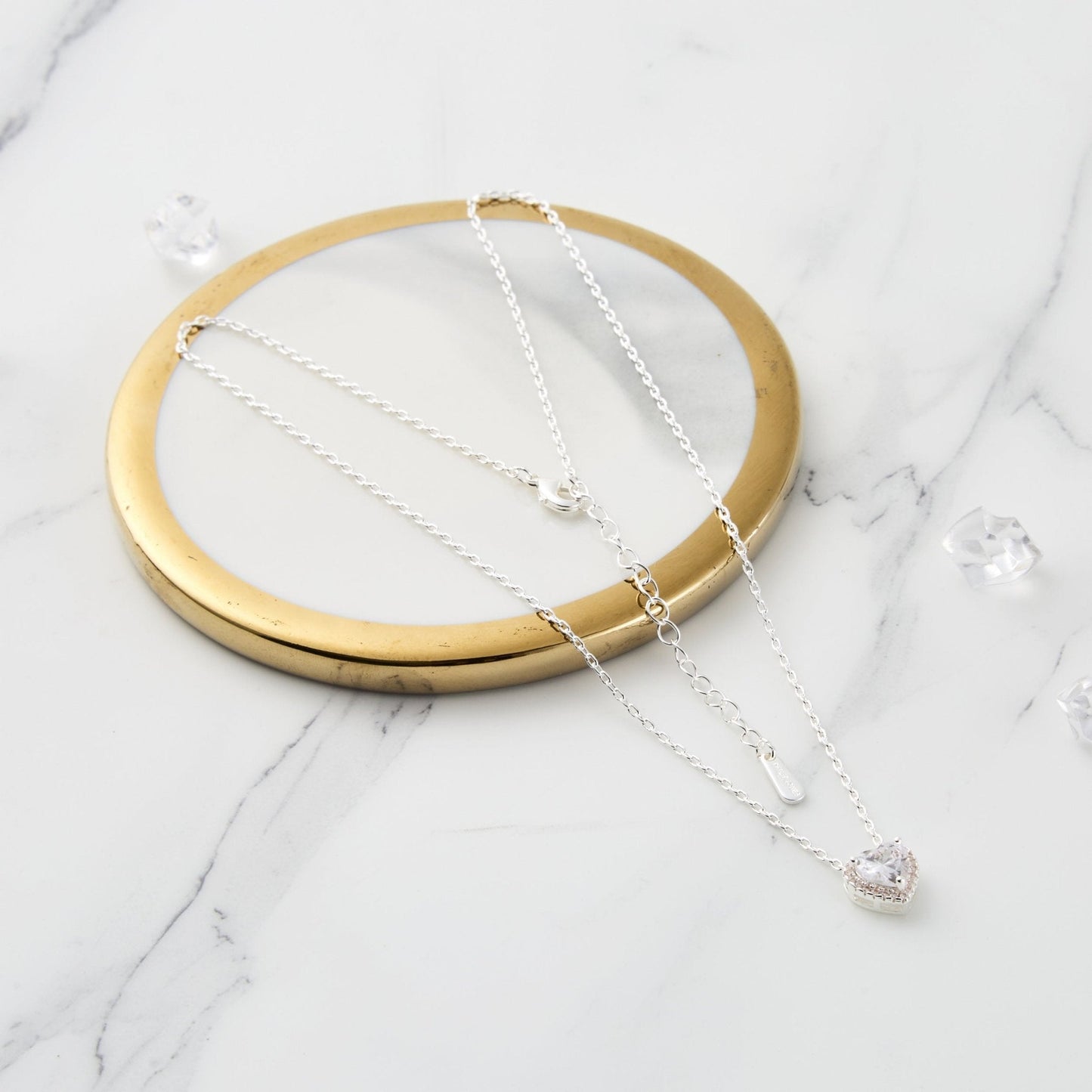 Silver Plated Heart Halo Necklace Created with Zircondia® Crystals