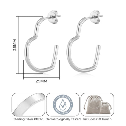 Silver Plated Heart Hoop Earrings