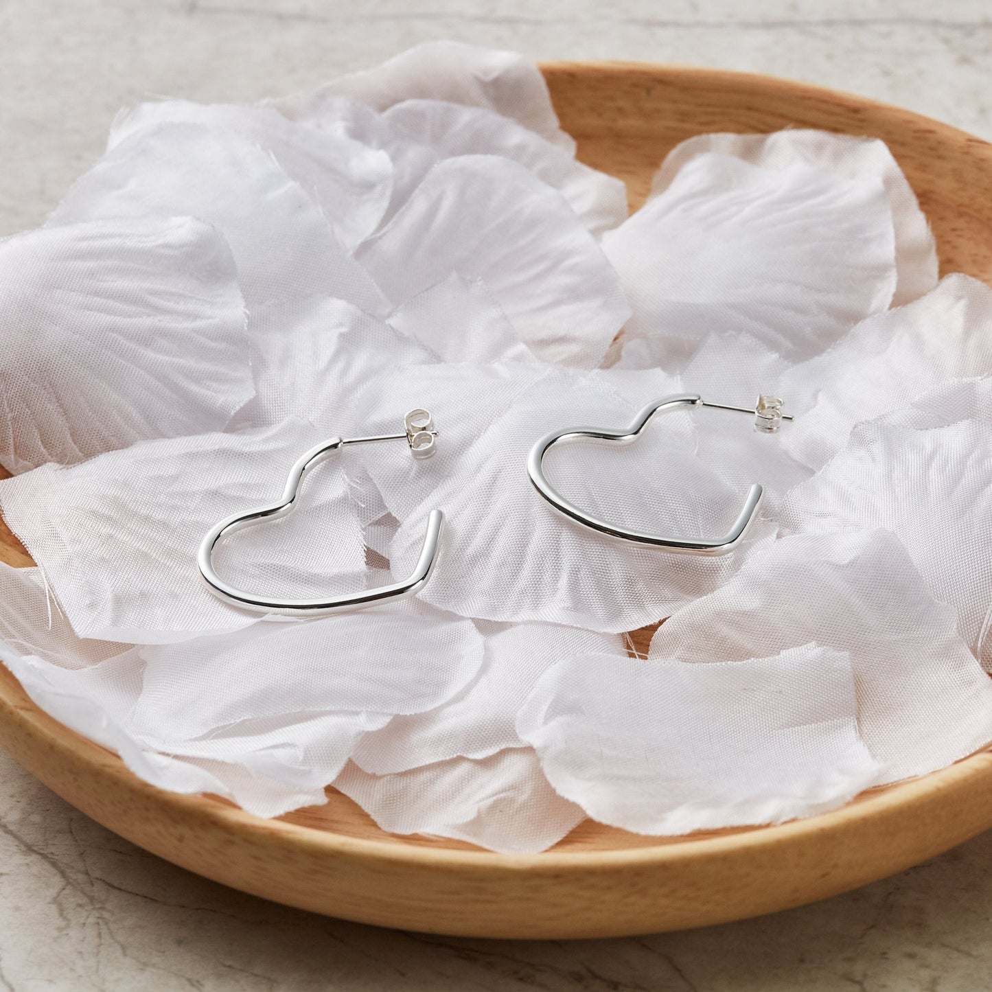 Silver Plated Heart Hoop Earrings