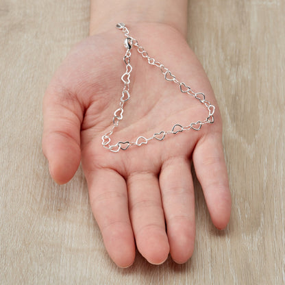 Silver Plated Heart Link Bracelet