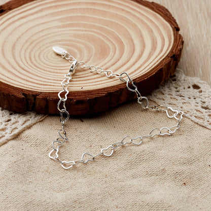 Silver Plated Heart Link Bracelet