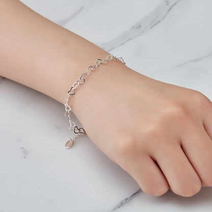 Silver Plated Heart Link Bracelet