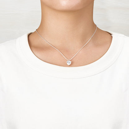 Silver Plated Heart Solitaire Necklace Created with Zircondia® Crystals