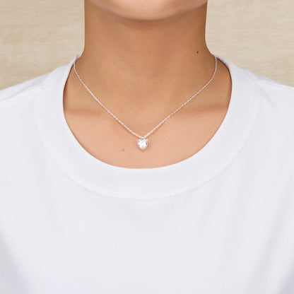 Silver Plated Heart Solitaire Necklace Created with Zircondia® Crystals