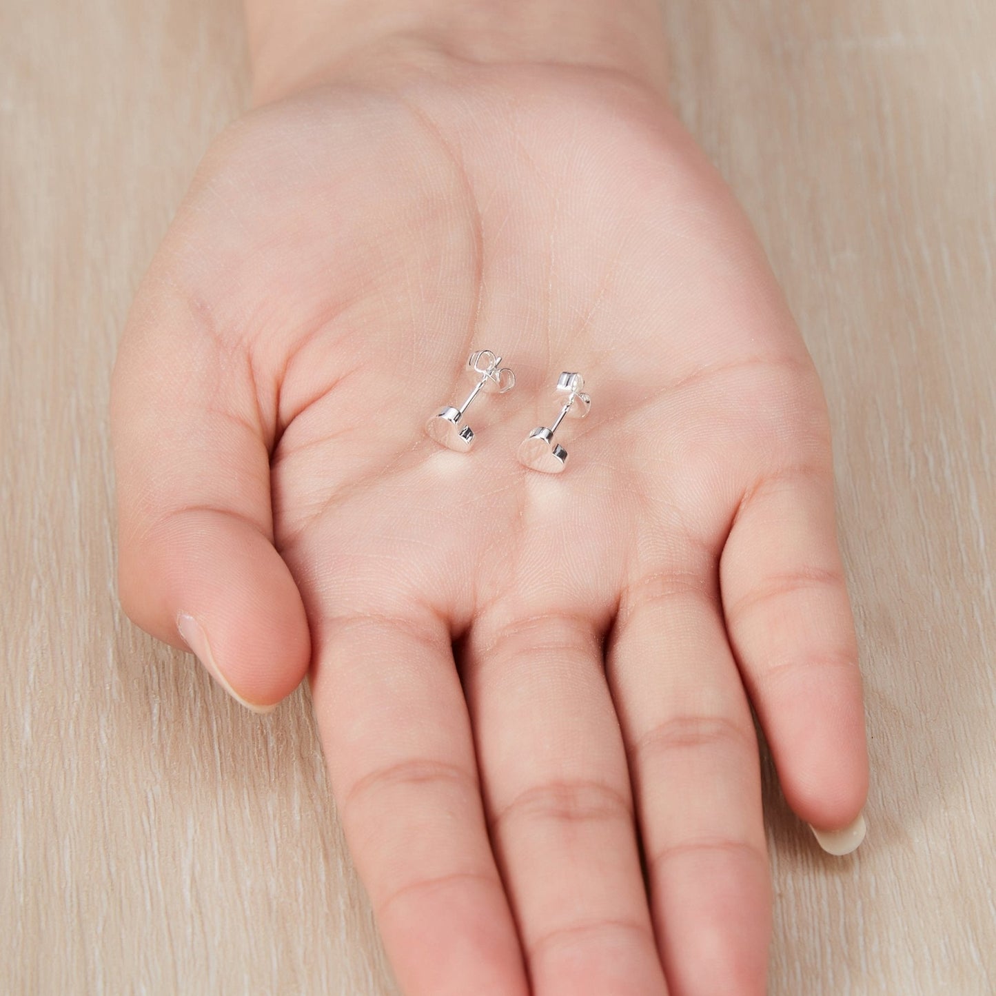 Silver Plated Heart Stud Earrings