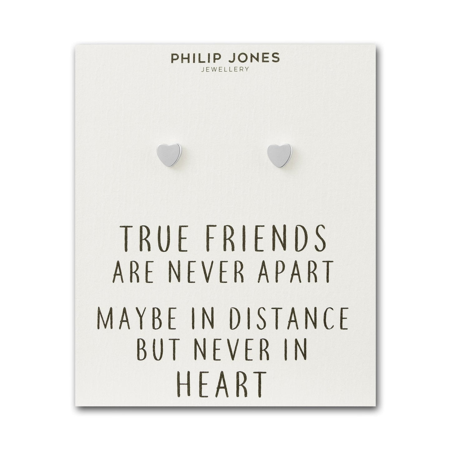 Silver Plated Heart Stud Earrings with Quote Card