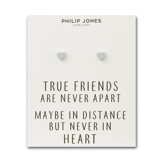 Silver Plated Heart Stud Earrings with Quote Card