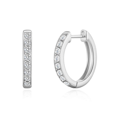 Silver Plated Hoop Earrings Created with Zircondia® Crystals