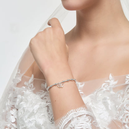 Silver Plated I Couldn't Say I Do Without You Heart Link Stretch Bracelet with Gift Box