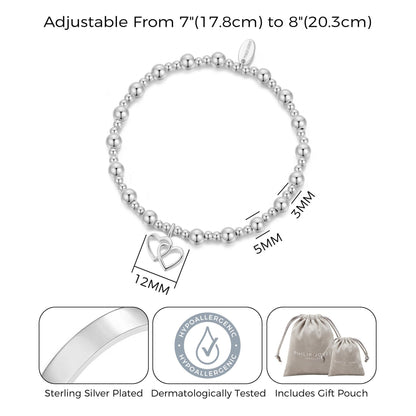 Silver Plated I Couldn't Say I Do Without You Heart Link Stretch Bracelet with Gift Box