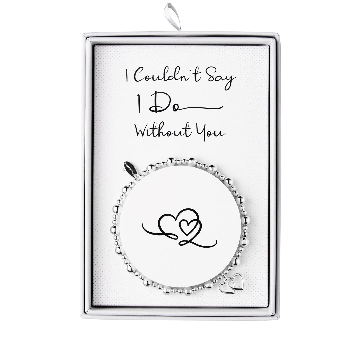 Silver Plated I Couldn't Say I Do Without You Heart Link Stretch Bracelet with Gift Box