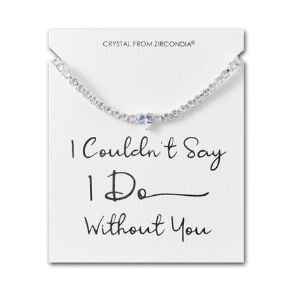 Silver Plated I Couldn't Say I Do Without You Heart Solitaire Bridal Bracelet with Zircondia® Crystals
