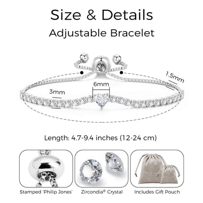 Silver Plated I Couldn't Say I Do Without You Heart Solitaire Bridal Bracelet with Zircondia® Crystals