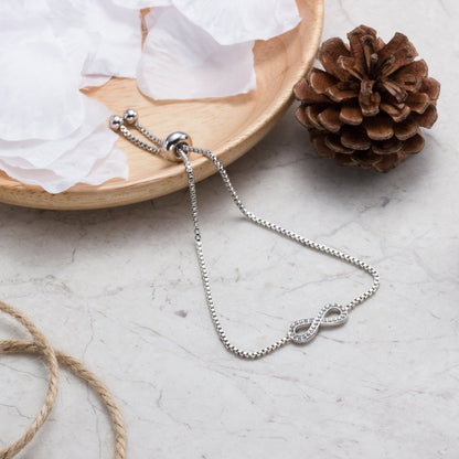 Silver Plated Infinity Friendship Bracelet Created with Zircondia® Crystals