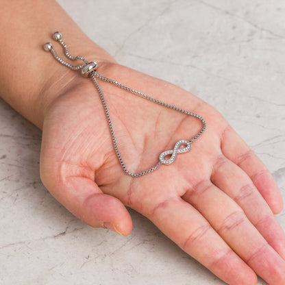 Silver Plated Infinity Friendship Bracelet Created with Zircondia® Crystals
