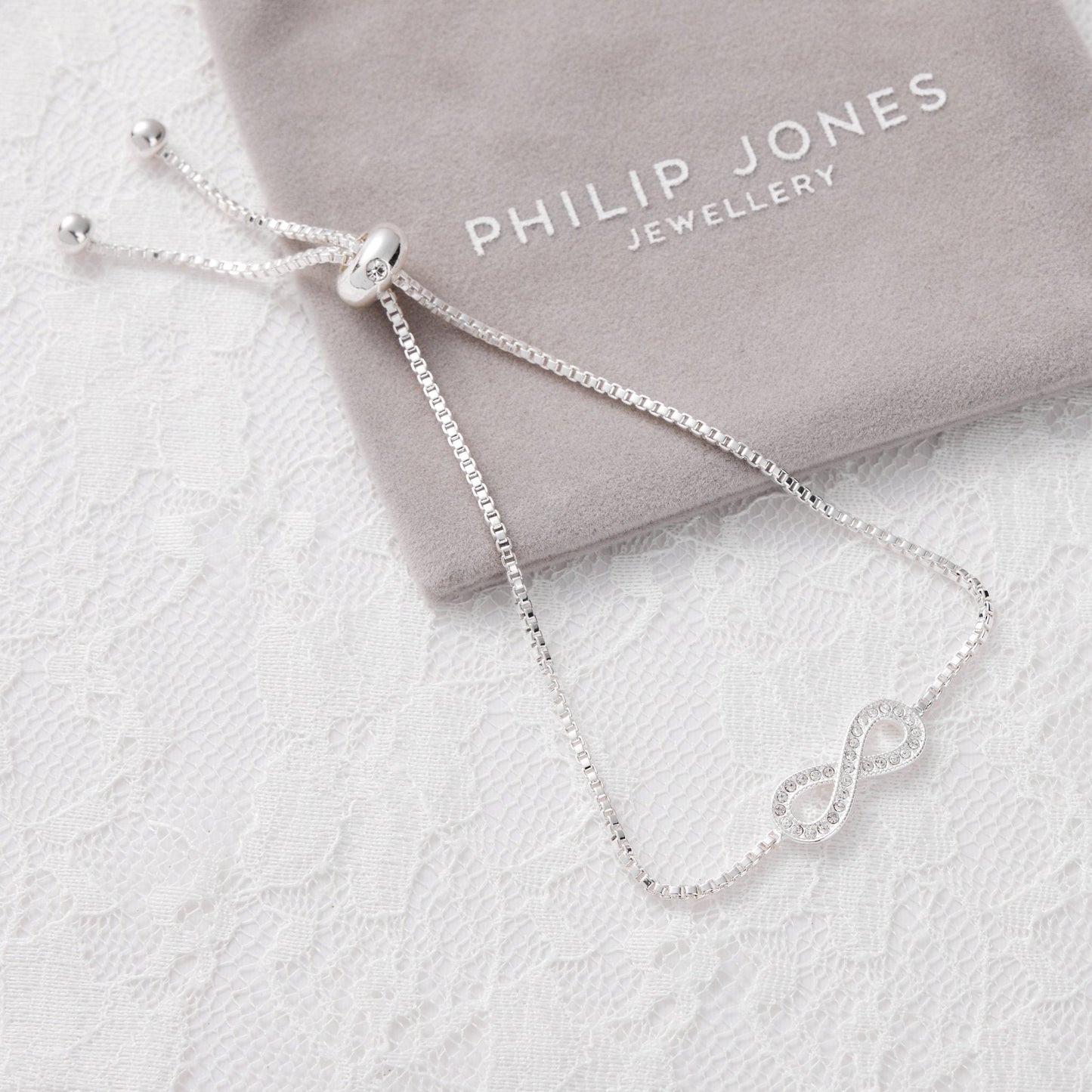 Silver Plated I Couldn't Say I Do Without You Infinity Bridal Bracelet with Zircondia® Crystals