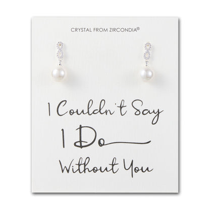 Silver Plated I Couldn't Say I Do Without You Infinity Pearl Drop Bridal Earrings with Zircondia® Crystals