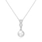 Silver Plated Infinity Pearl Drop Necklace Created with Zircondia® Crystals
