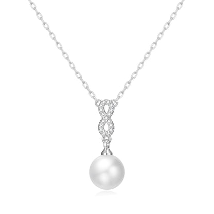 Silver Plated I Couldn't Say I Do Without You Infinity Pearl Bridal Drop Necklace with Zircondia® Crystals