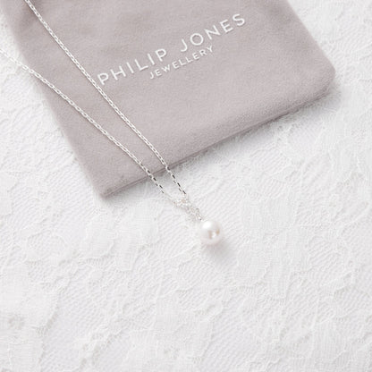 Silver Plated I Couldn't Say I Do Without You Infinity Pearl Bridal Drop Necklace with Zircondia® Crystals