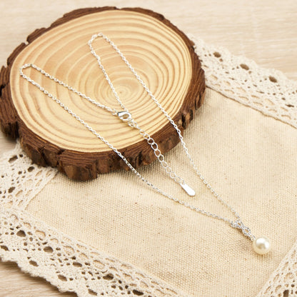 Silver Plated Infinity Pearl Drop Set Created with Zircondia® Crystals