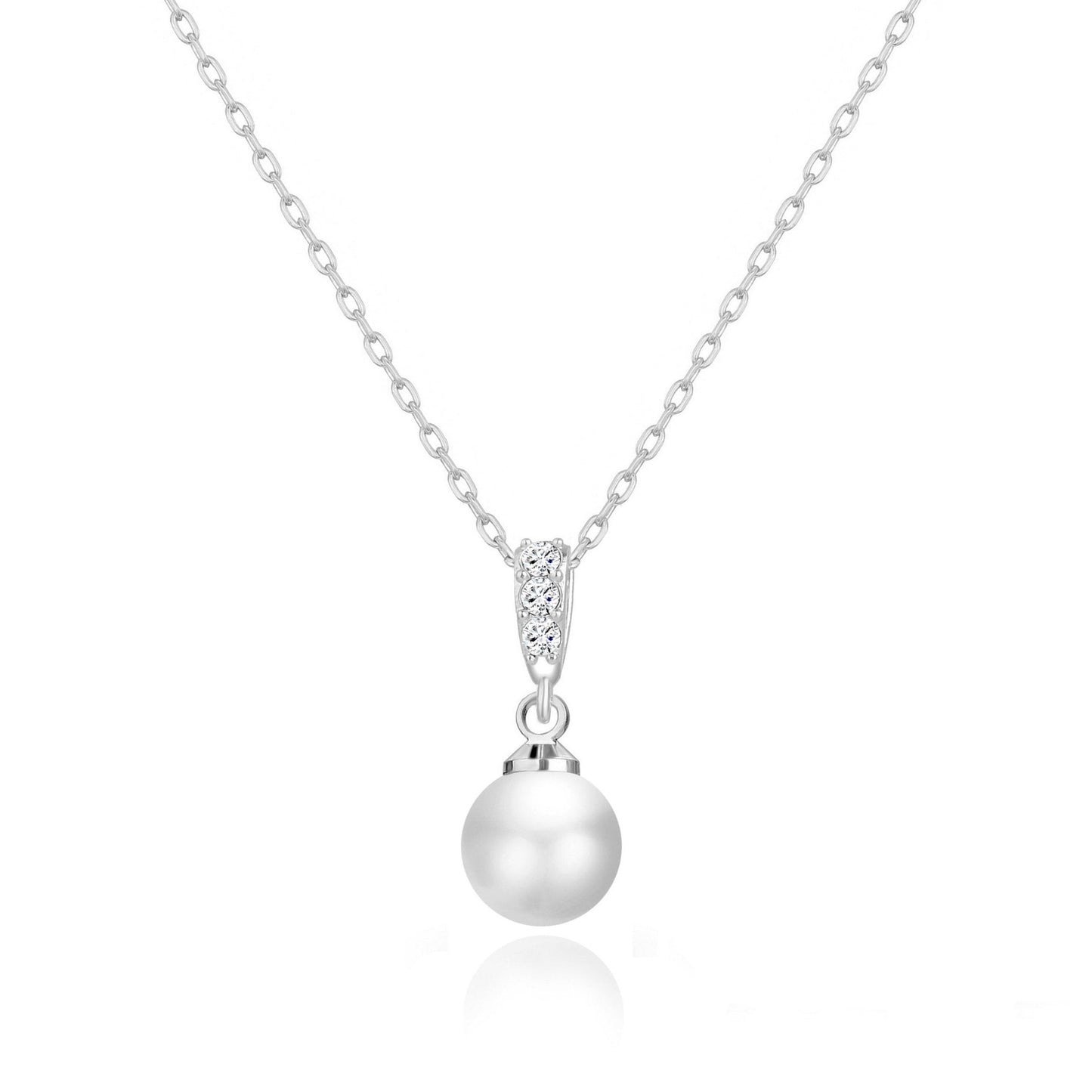 Silver Plated I Couldn't Say I Do Without You Pearl Drop Bridal Necklace Created with Zircondia® Crystals