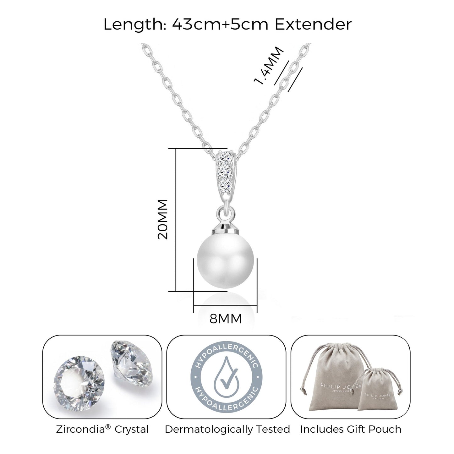 Silver Plated I Couldn't Say I Do Without You Pearl Drop Bridal Necklace Created with Zircondia® Crystals