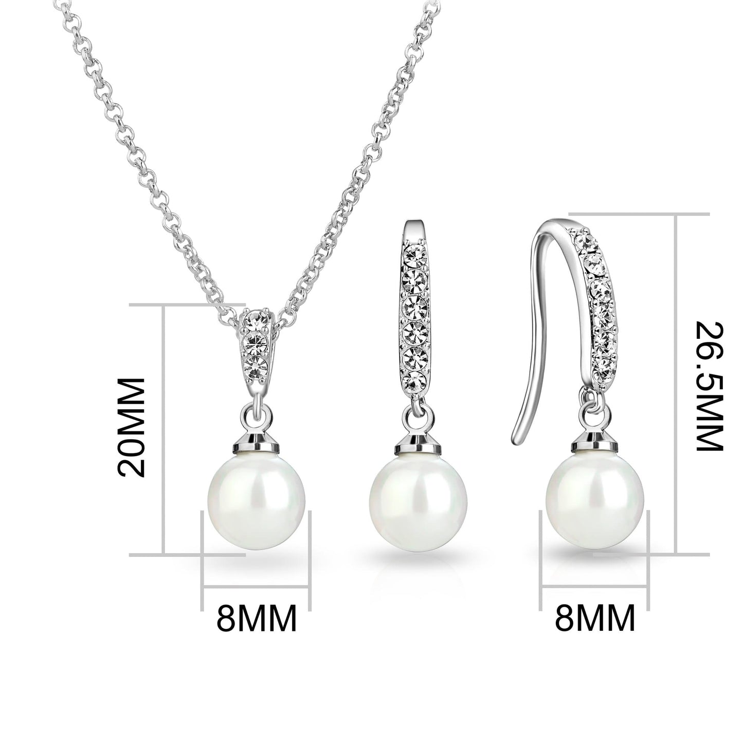 Silver Plated I Couldn't Say I Do Without You Pearl Drop Bridal Set Created with Zircondia® Crystals