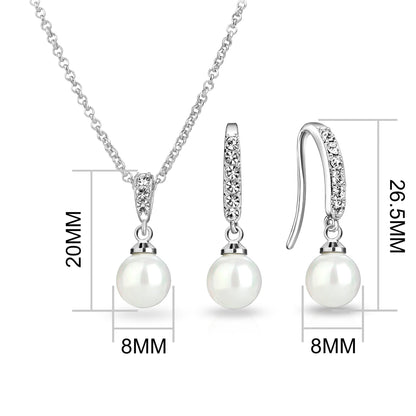 Silver Plated I Couldn't Say I Do Without You Pearl Drop Bridal Set Created with Zircondia® Crystals