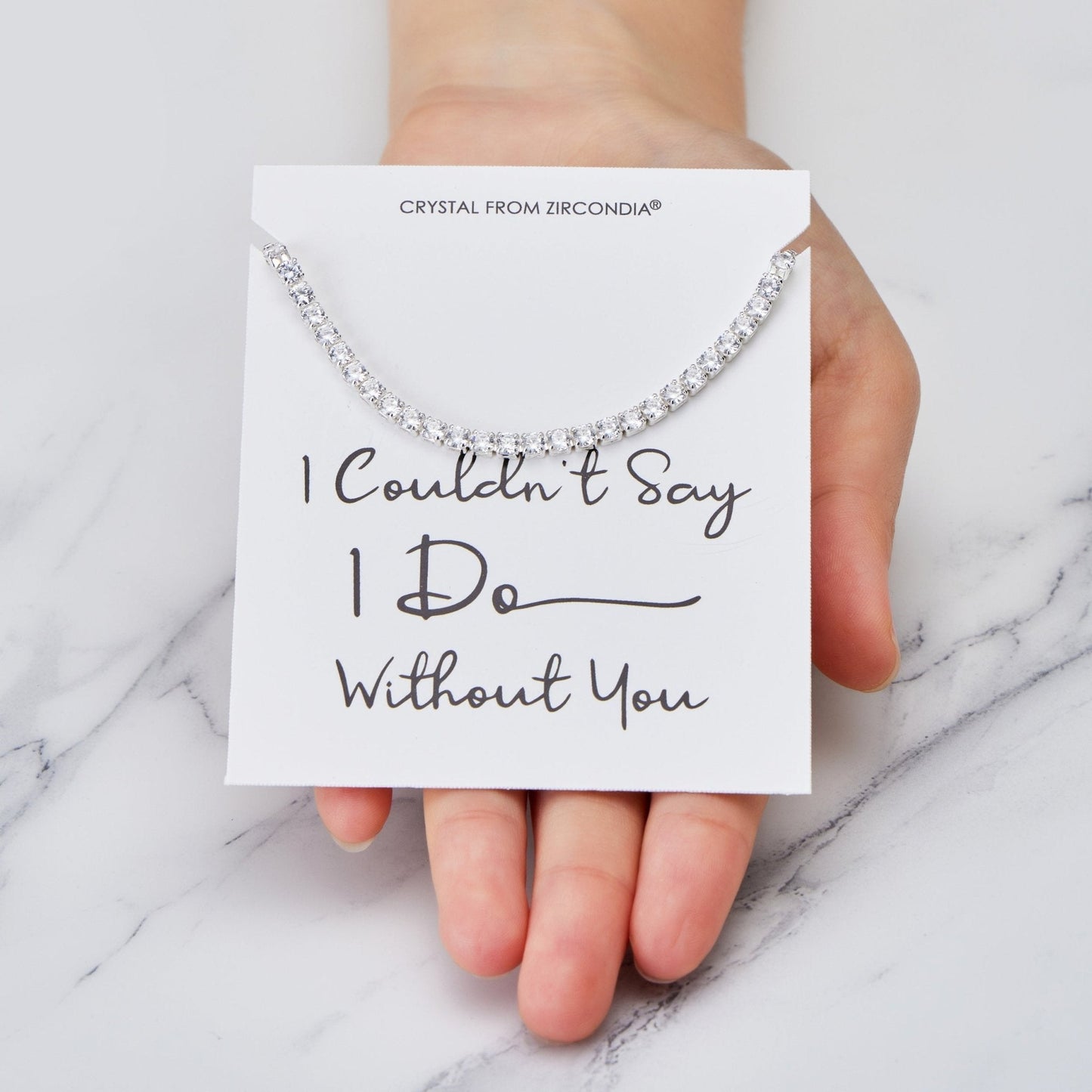 Silver Plated I Couldn't Say I Do Without You Solitaire Bridal Bracelet Created with Zircondia® Crystals