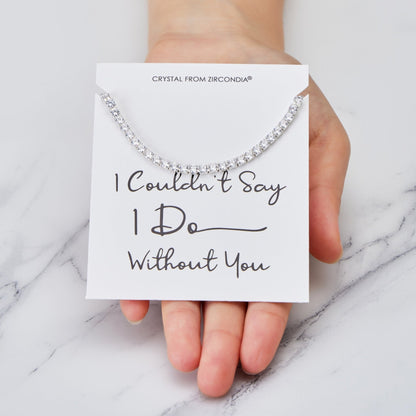 Silver Plated I Couldn't Say I Do Without You Solitaire Bridal Bracelet Created with Zircondia® Crystals