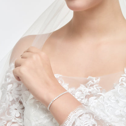 Silver Plated I Couldn't Say I Do Without You Solitaire Bridal Bracelet Created with Zircondia® Crystals