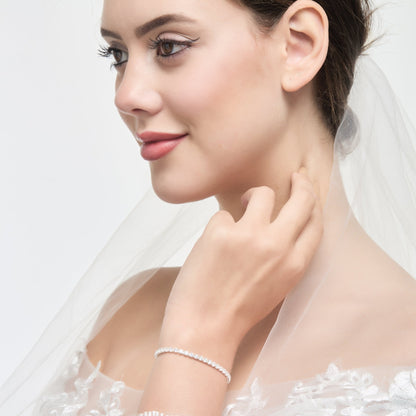 Silver Plated I Couldn't Say I Do Without You Solitaire Bridal Bracelet Created with Zircondia® Crystals